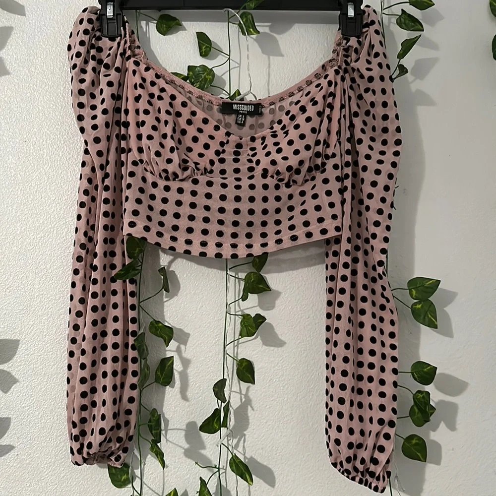 ASOS Misguided polka dot mesh top. 2nd photo from ASOS for better description. - Picture 1 of 2